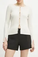Kraťasy Guess CORALISE dámské, černá barva, hladké, high waist, W5RD12 WGX02