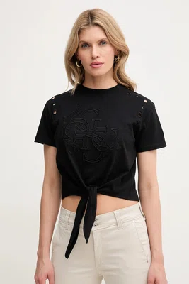 Bavlněné tričko Guess EYELET černá barva, W5GI18 I3Z14