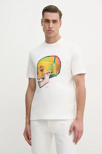 Bavlněné tričko PS Paul Smith bílá barva, s potiskem, M2R.220X.PP5119