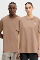 Bavlněné tričko Converse hnědá barva, 10023876-A46
