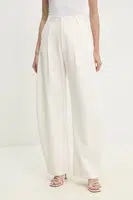 Kalhoty Answear.LAB dámské, béžová barva, široké, high waist