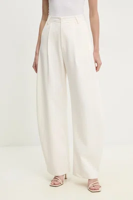 Kalhoty Answear.LAB dámské, béžová barva, široké, high waist