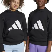 Dětská mikina adidas černá barva, s kapucí, s potiskem, JC9667