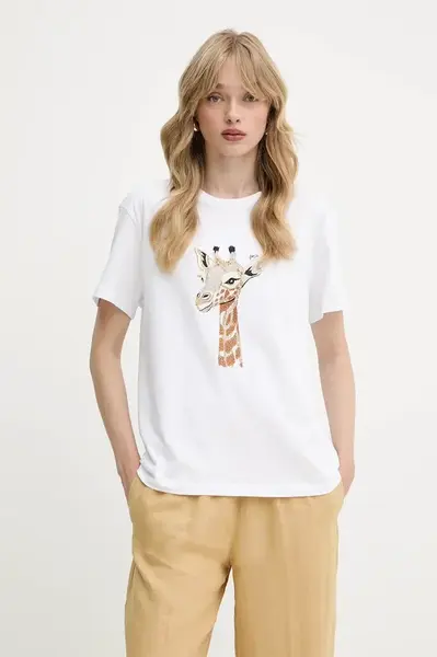 Bavlněné tričko Liu Jo dámské, bílá barva, WA5230.JS904