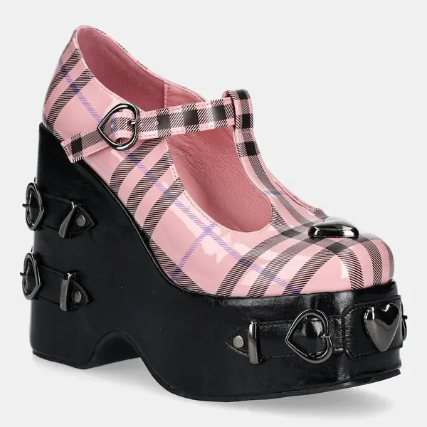 Lodičky Koi Footwear Sweet Apathy Plaid Wedge Mary Janes růžová barva, na platformě, Sweet Apathy