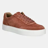 Semišové tenisky Calvin Klein CLEAN CUP LOW LACEUP OXF SU pánské, hnědá barva, HM0HM01880