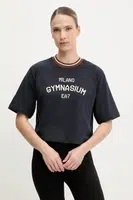 Bavlněné tričko EA7 Emporio Armani dámské, tmavomodrá barva, AF13243.7W000148