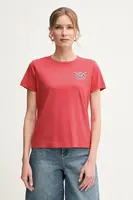 Bavlněné tričko Pinko červená barva, 103320 A2G7