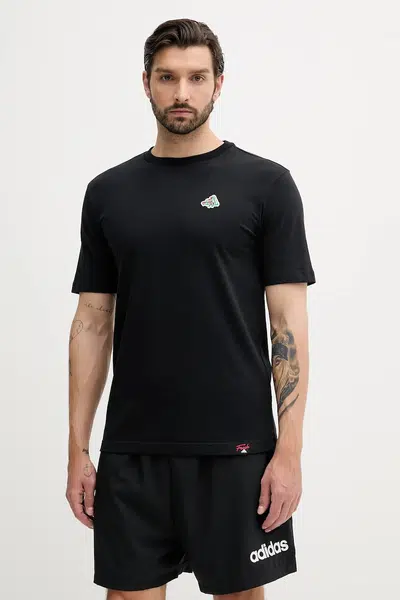 Bavlněné tričko adidas Mini Pizza Graphic Tee pánské, černá barva, s aplikací, JM6483