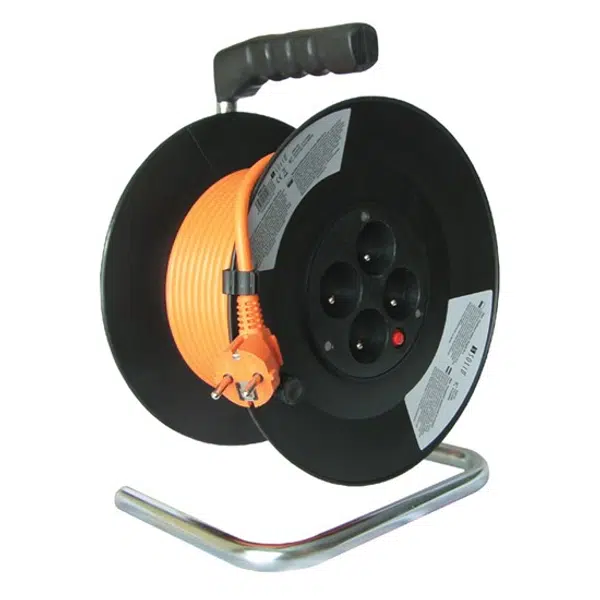 SOLIGHT Prodlužovací kabel 50 m na bubnu, 3 x 1,5 mm2, 4 zásuvky, oranžový