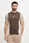 Bavlněné tričko EA7 Emporio Armani hnědá barva, AF12874.7M000276