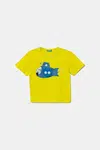 Dětské bavlněné tričko United Colors of Benetton zelená barva, s potiskem, 3I1XG10JL