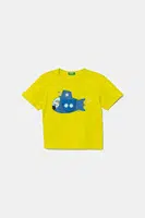 Dětské bavlněné tričko United Colors of Benetton zelená barva, s potiskem, 3I1XG10JL