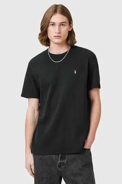 Bavlněné tričko AllSaints ELLIS pánské, černá barva, M018JC