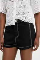 Džínové šortky Answear.LAB dámské, černá barva, hladké, high waist