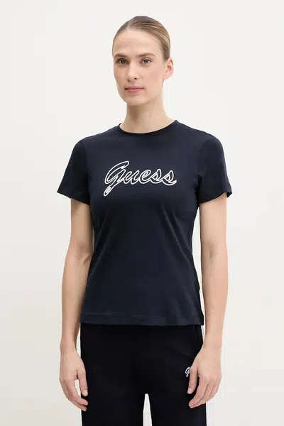 Bavlněné tričko Guess tmavomodrá barva, V5GI02 K9RM1