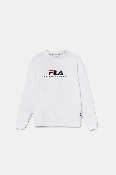 Dětská mikina Fila LOHBARBEK bílá barva, s aplikací, FAT0627