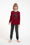 Boys' pyjamas Morten, long sleeves, long trousers - burgundy/dark melange