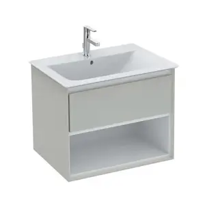 Ideal Standard Connect Air - Skrinka pod umývadlo, 60x44x52 cm, lesklá svetlosivá/biela mat E0826EQ
