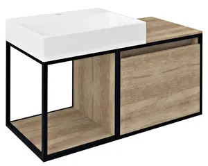 Sapho Skara - Umývadlová skrinka, 100x50x47 cm, dub Alabama/matná čierna CG004-2222