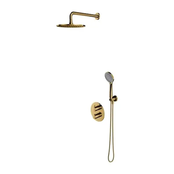 OMNIRES Y - Sprchový set s termostatom pod omietku, s telesom, priemer 25 cm, 5 prúdov, zlatá SYSYT05GL