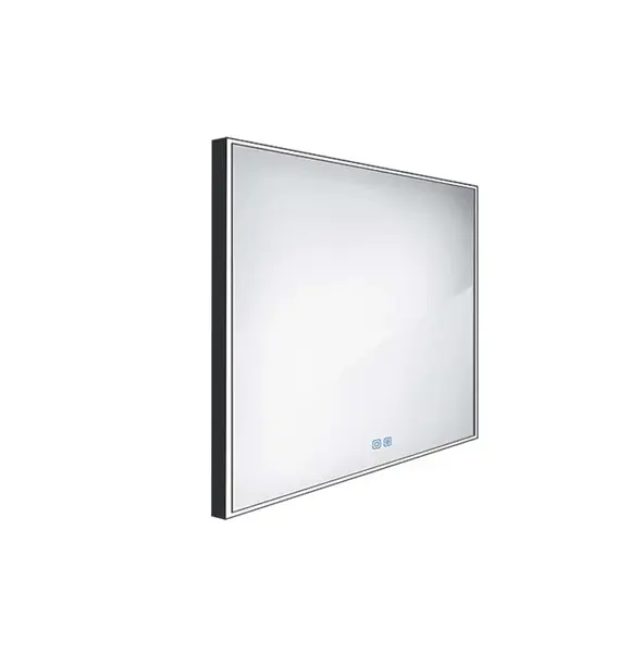 Nimco Zrcadla - Zrcadlo s LED osvětlením, 70x70 cm, dotykový senzor, černá ZPC 13077VX-90
