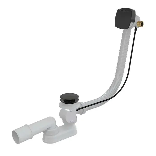 Alcadrain Odtokové súpravy - Vaňová odtoková a prepadová súprava s napúšťaním, dĺžka 1000 mm, matná čierna A564BLACK-100