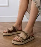 Gemre Brown glitter buckle espadrille slides Induri