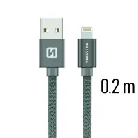 Datový kabel Swissten Textile USB Lightning 0,2 M, grey