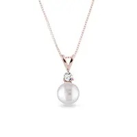 Přívěsek s perlou a diamantem v růžovém zlatě KLENOTA