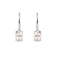 Náušnice z bílého zlata s diamanty a morganitem KLENOTA