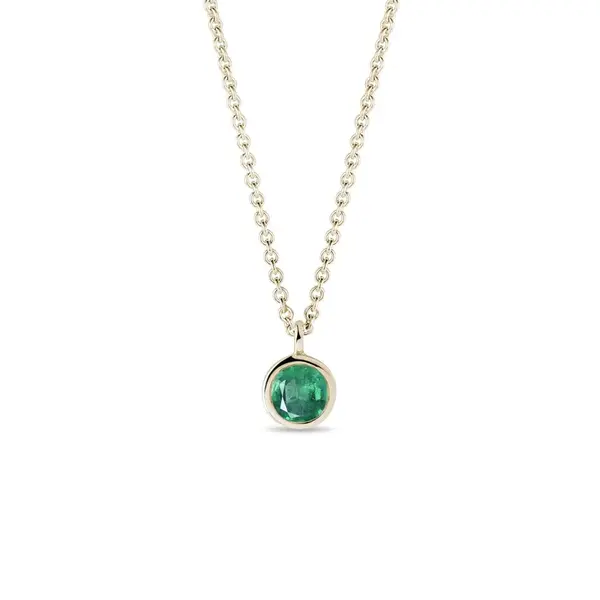 Zlatý náhrdelník s bezel smaragdom KLENOTA