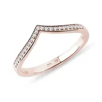Prsteň chevron z ružového 14kt zlata KLENOTA