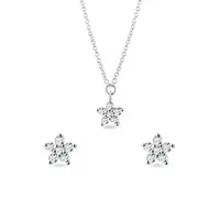 Súprava šperkov z bieleho zlata s diamantovými kvietkami KLENOTA