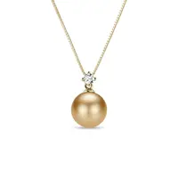Zlatý prívesok s diamantom a perlou z južného Pacifiku KLENOTA