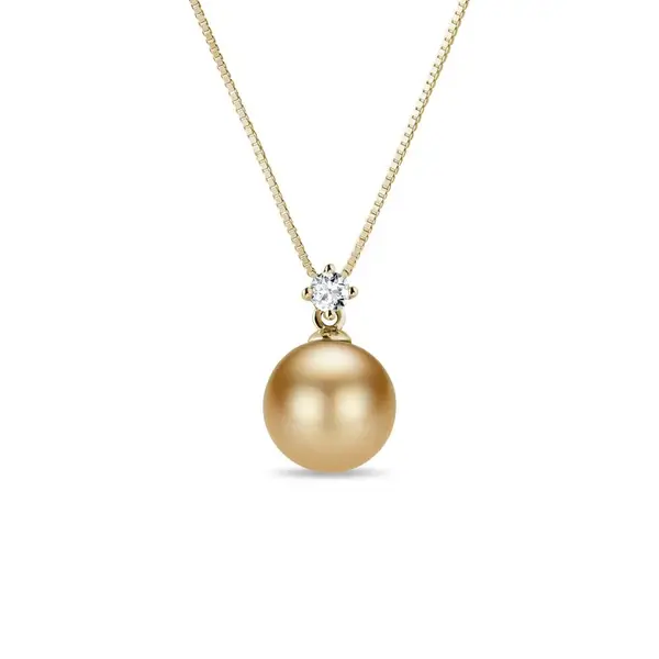 Zlatý prívesok s diamantom a perlou z južného Pacifiku KLENOTA
