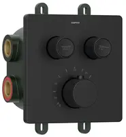 Sapho Smart Select - Termostatická sprchová baterie pod omítku, pro 2 spotřebiče, s tělesem, matná černá RP042B