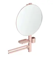 Ideal Standard ALU+ - Zrcadlo s držákem ručníků, poličkou a pohárkem na kartáčky a pastu, rosé BD587RO