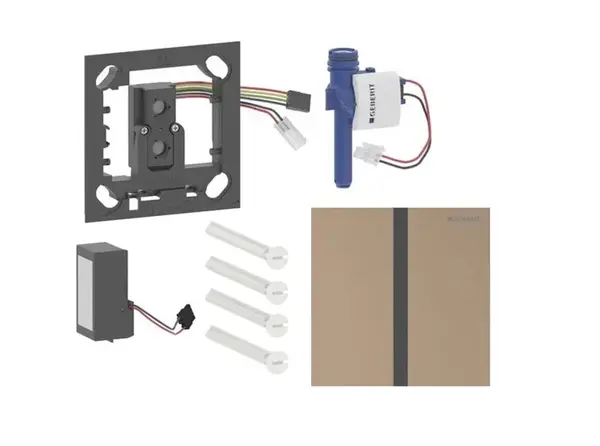 Geberit - Elektronické ovládání splachování pisoárů typ 40, síťové napájení, easy to clean, Bluetooth, kartáčované červené zlato 116.227.QB.1