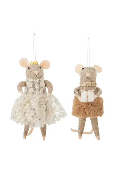 Vánoční dekorace Bloomingville 13 x 23 x 9 cm 2-pack béžová barva