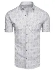 Koszula męska we wzory z krótkim rękawem jasnoszara Dstreet
