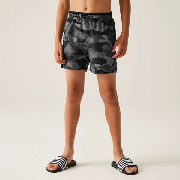 Chlapecké koupací kraťasy regatta skander iii šedá camo 176