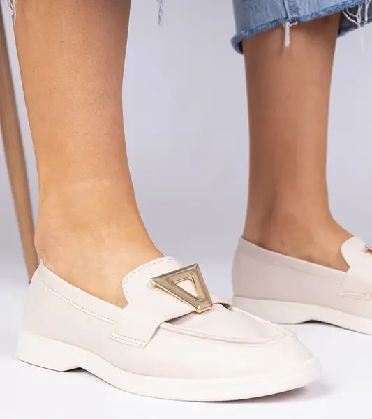 Gemre Beige women's loafers with elegant embellishment Viletta