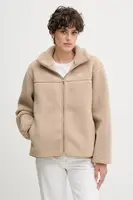 Fleecová mikina Tommy Hilfiger dámská, béžová barva, hladká, WW0WW48260