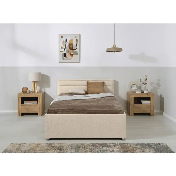 MID.YOU ČALOUNĚNÁ POSTEL, 120/200 cm, béžová