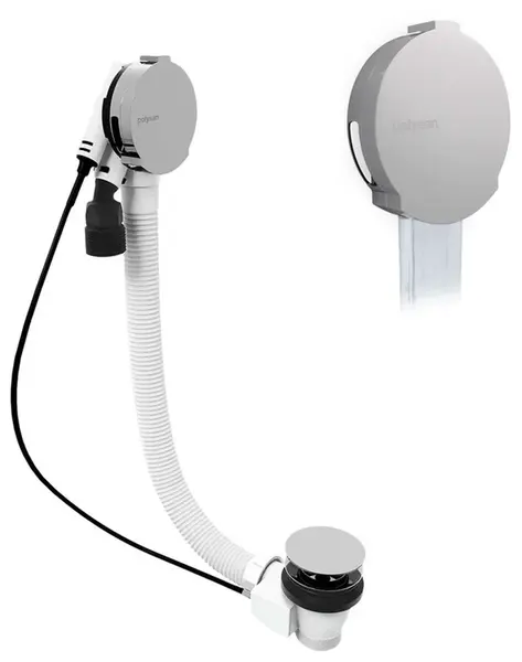 Polysan - Vaňová odtoková a prepadová súprava s napúšťaním, dĺžka 80 cm, chróm 71853