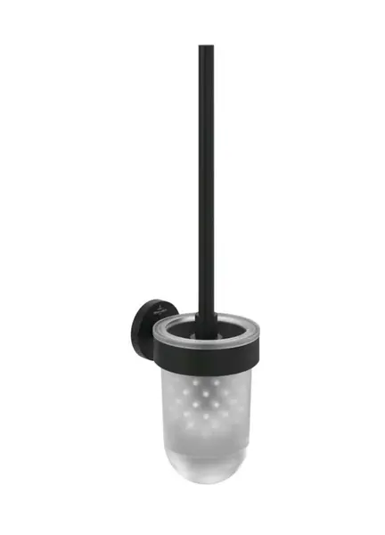 Villeroy & Boch Elements Tender - WC kefa nástenná s držiakom, sklo/matná čierna TVA151016000K5