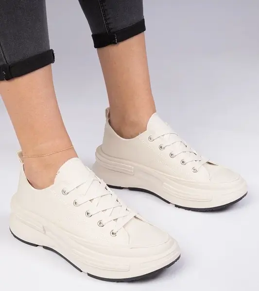 Gemre Béžové dámske plátenné tenisky Katerin