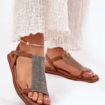 Ploché Elegantné Dámske Sandále S Kryštálmi Artiker