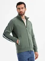 Ombre Men's sweatshirt with high collar and stripes - olive
